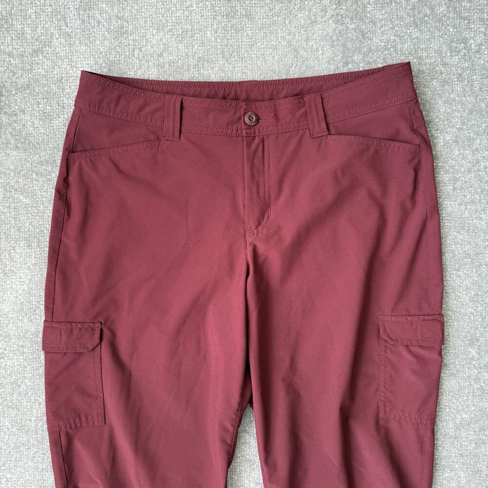 Eddie Bauer Pants Womens 10 Burgundy Stretch Cargo Capri Hiking Outdoor Ruched - Picture 2 of 12